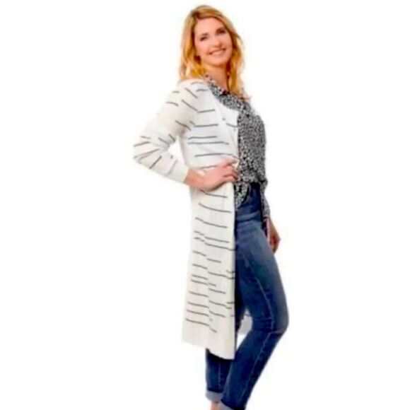 CAbi Broken Stripe midi length sweater. - Picture 1 of 7